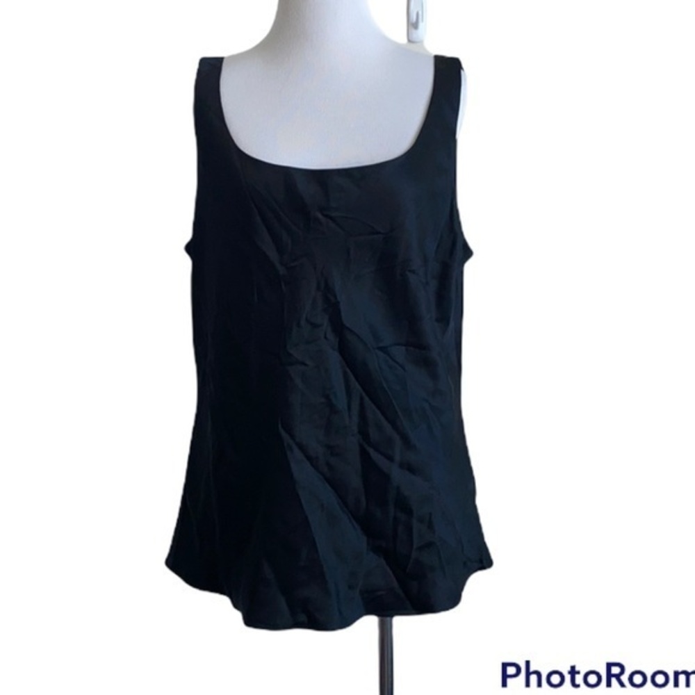 Lafayette 148 New York women’s sleeveless  black silk layering‎ top size 14